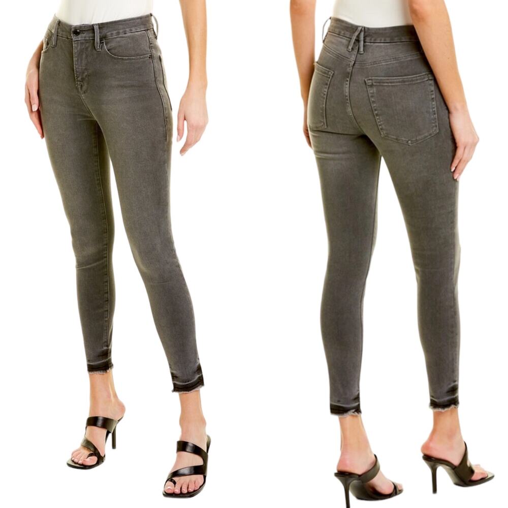 NWT Good American High Waist Black Skinny Jeans Raw Hem Plus Size 14 32